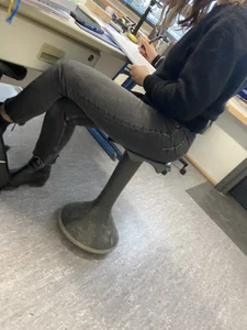 Nice Legs in Grey Tight Jeans Closeup at the Office