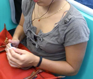 Cute Little Tits in Public Bus Candid Closeup