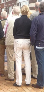 Blonde milf wearing tight white pants creepshot