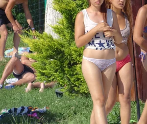 Sexy big bootied Latino girl in see thru underwear thong and white top with no bra