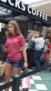Cute Girl in Mini Shorts Street Candid Photos