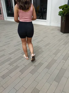 Spandex booty girl with almost thong like panty lines