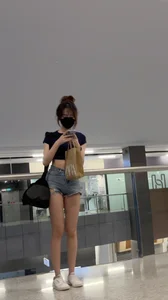 Tight asian girl denim shorts and legs