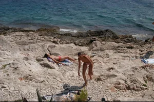 Nude girls on a beach in Hvar, Croatia