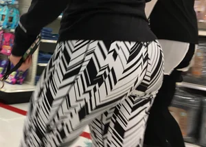 Black and white patterned leggings booty on cute girl at Target