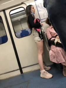 Cute Teen in Shorts, a Top and Sneakers Subway Huge Creepshots Collection