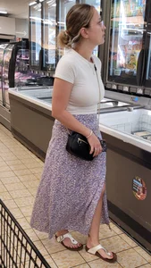 Candid Girl With Big Boobs Wearing Sandals at the Supermarket Creepshot
