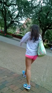 Hot Little Booty in Pink Mini Shorts And Nice Legs, A Street Candid Girl Creepshots Gallery