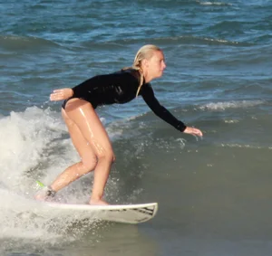 Hot surfer chicks out in the water