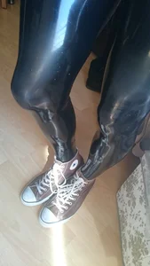 Cute Teen Legs in Latex Leggings