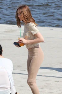 Redhead looking beautiful and sexy in tight pants with a nice ass and showing her panties