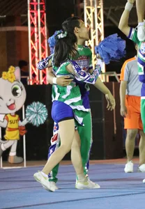 Bunch of athletic Thai cheerleaders at a competition