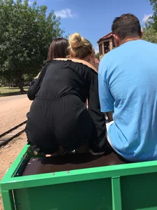 Blonde bending over in black shorts with vtl