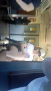 Series of candid videos in a public train, girl with sexy legs in shorts
