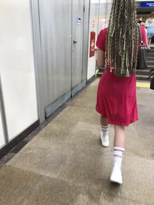 Candid Girl With Dreadlocks Subway VPL Creepshots Gallery - Her Panties Seen Through Her Dress