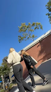 Beautiful fit Blonde in tight black jeans and visible panty Line *Busted* (Not OC)