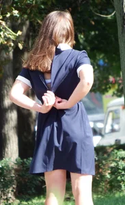 Park Creepshot of a Girl in Unzipped Dress Flashing Underwear