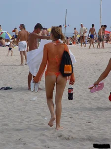 Beach voyeur girls in bikinis, thongs and topless