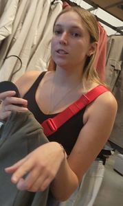 Bubble Blonde  Xmas Shopping in Leggings
