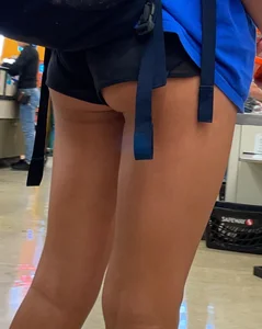 PETITE College Girl - Ass Cheeks, Slim Shorts, Tan Legs - INCREDIBLE
