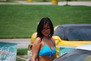 Various sexy girls at car washes in bikinis