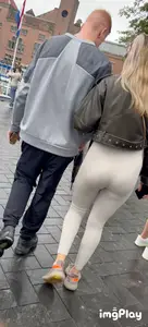 Very thight high waist light-colored leggings