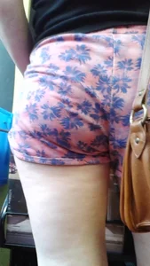 Girl at the record store in shorts with a nice booty and vpl