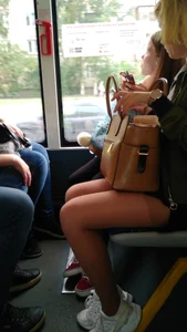 Young Blonde Milf With Hot Legs in Pantyhose and Sneakers Public Bus Creepshot