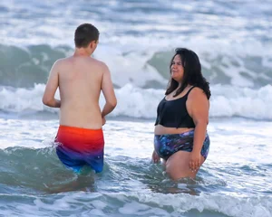 Extra thick girl at the beach in a bikini