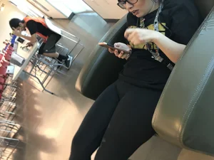Amazon brunette employee with a nice booty in leggings