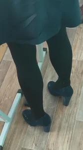 Teen Candid Student in a Skirt, Pantyhose And High Heel Shoes, A Cool Collection of Photos in Class