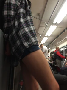 Hot Legs with a Tattoo in Subway Candid Closeup