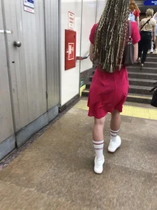 Candid Girl With Dreadlocks Subway VPL Creepshots Gallery - Her Panties Seen Through Her Dress