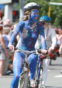 Seattle Fremont Solstice smoking hot nude painted lady with nice pussy and body
