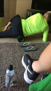 Girl Working Out on the Floor at Home Creepshot