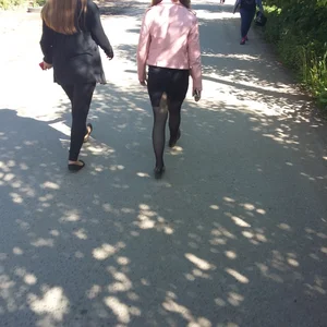Black Pantyhose and Skirt Street Candid