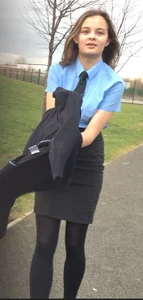 Skinny teens wearing skirts and tight pants