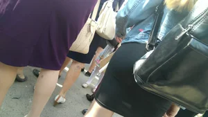 Milf in a Skirt Touching Her Booty in the Crowd Street Creepshot Collection