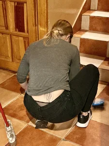 Blonde Worker with Big Ass Tight Black Jeans  (not OC)