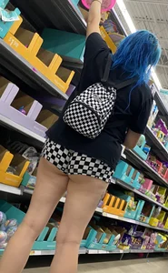 Cheek peek in spandex shorts
