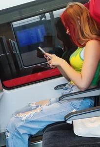 Hot sexy girl on train
