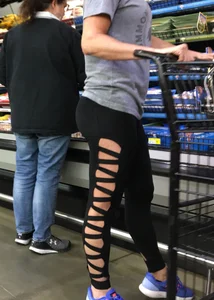 Big booty milf grocery shopping in unique sexy leggings