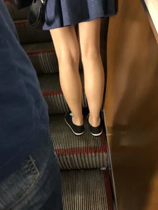 Girl with Sexy Legs Subway Escalator Cool Upskirt