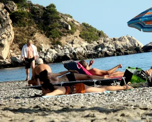 Nude beach and topless girls
