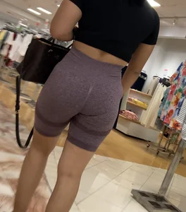 Latina Booty in Purple Biker Shorts