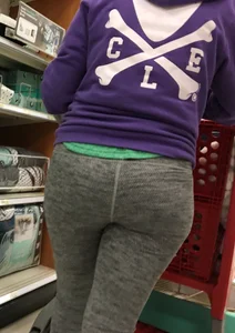Blonde milf in grey leggings with a nice ass at Target
