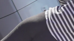 Strawberry blonde cutie showing stomach and in leggings