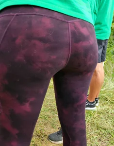 Thin Milf in purple yogas (hint of VPL)