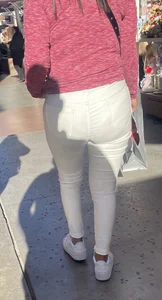 See-through white pants with amazing VPL