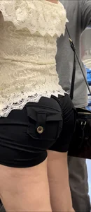 HOT ass MOM in BLACK GYM SHORTS